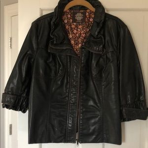 Solitaire pleather brown flirty bomber jacket